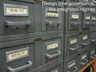 Design time governance:
  the integrated reg/rep
 