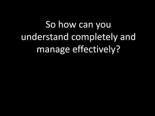 So how can you
understand completely and
   manage effectively?
 