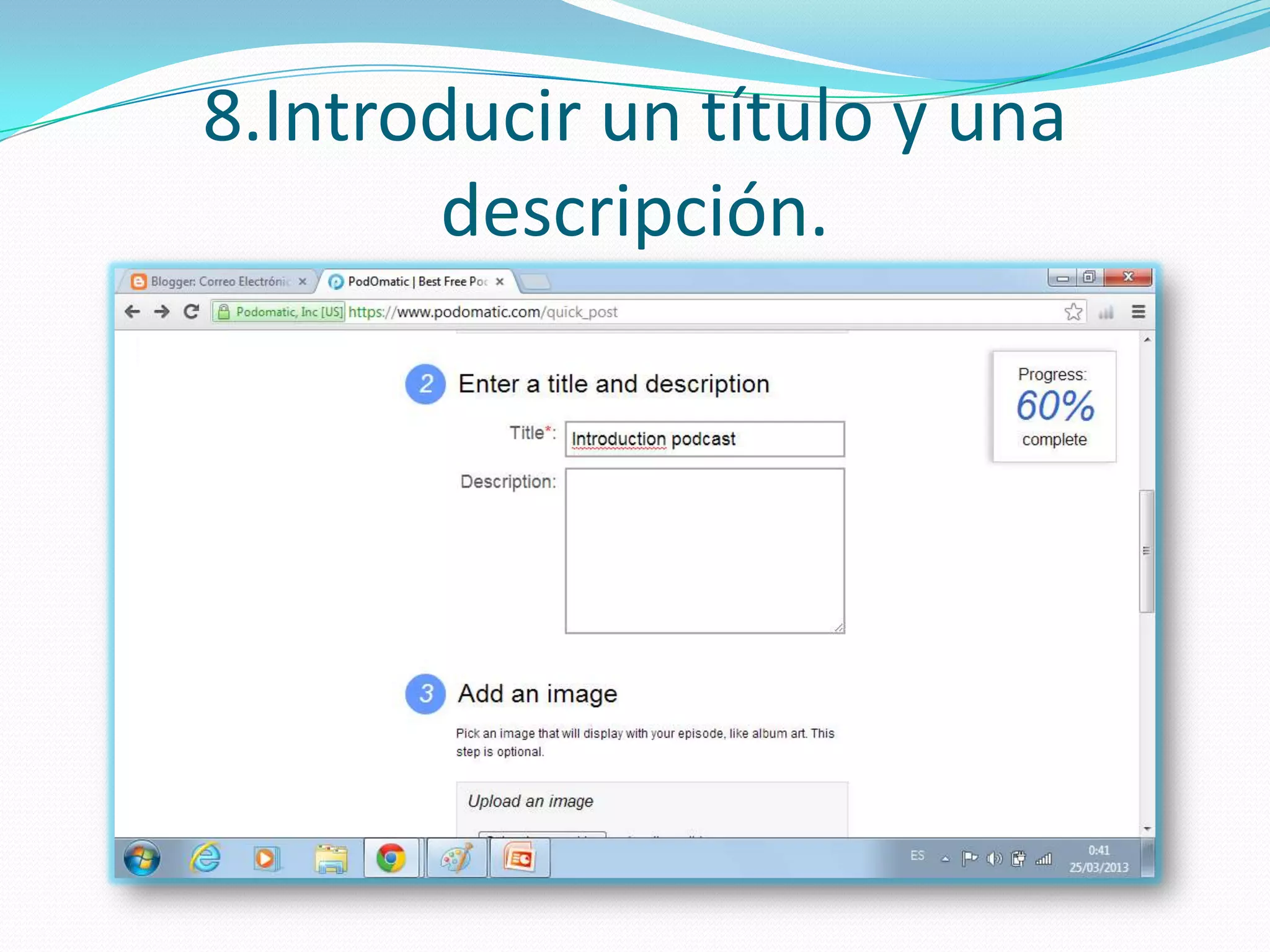 8.Introducir un título y una
        descripción.
 