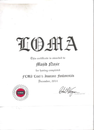 Loma certificate
