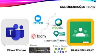 CONSIDERAÇÕES FINAIS
Google Classoroom
Microsoft Teams
 