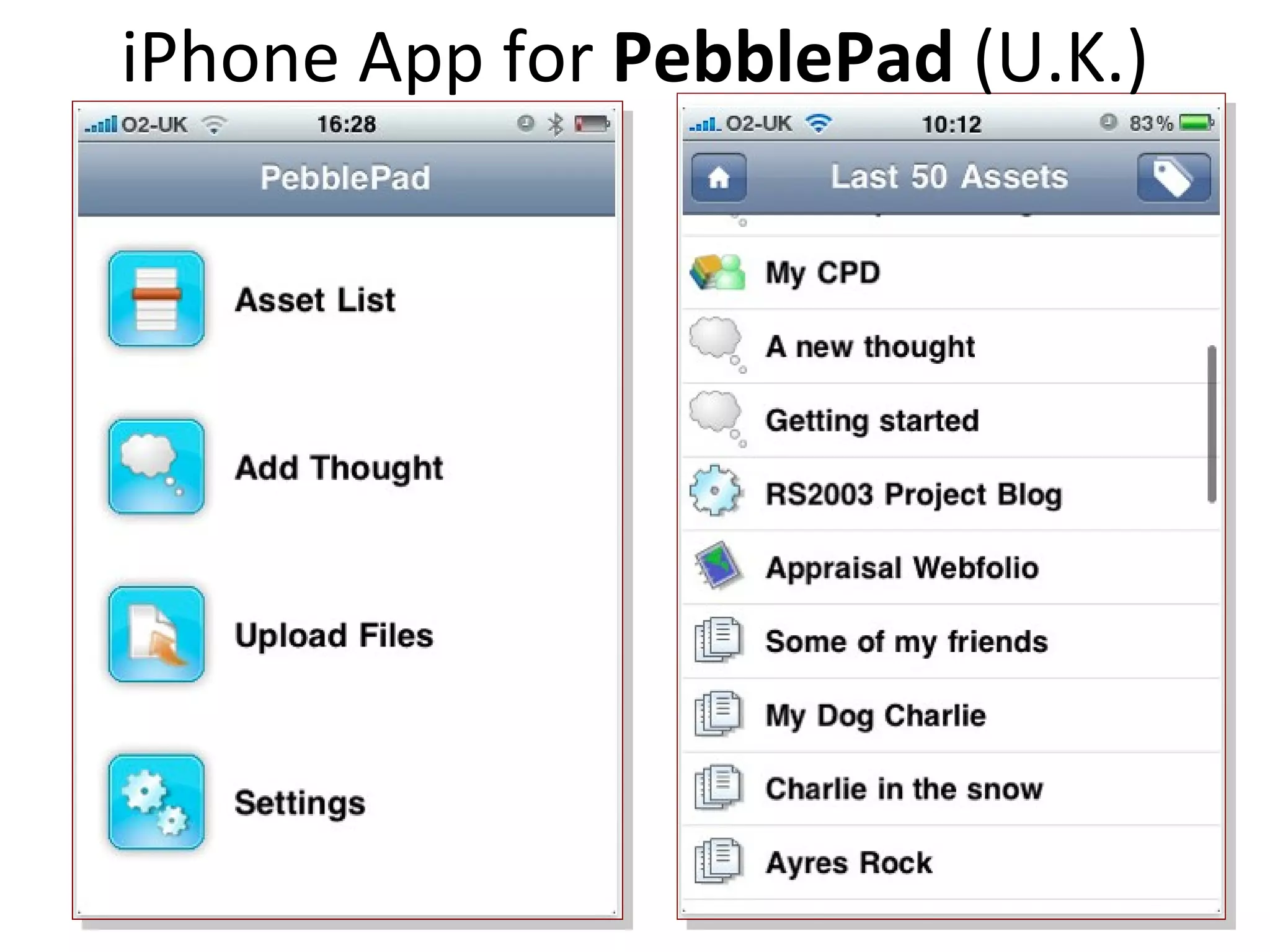 iPhone App for  PebblePad  (U.K.) 