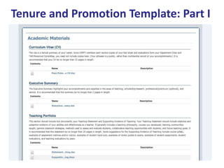 Tenure and Promotion Template: Part I
 