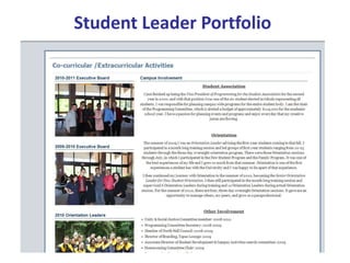 Student Leader Portfolio
 