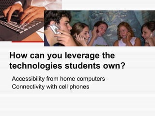 Cloud Computing“The cloud is the term for networked computers that distribute processing power, applications, and large systems among many machines.”disk storage and processing cycles a readily available, cheap commodity thin-client, web-based applications for image editing, word processing, social networking, and media creationMore reliable than desktop storageThe Horizon Report, 2009