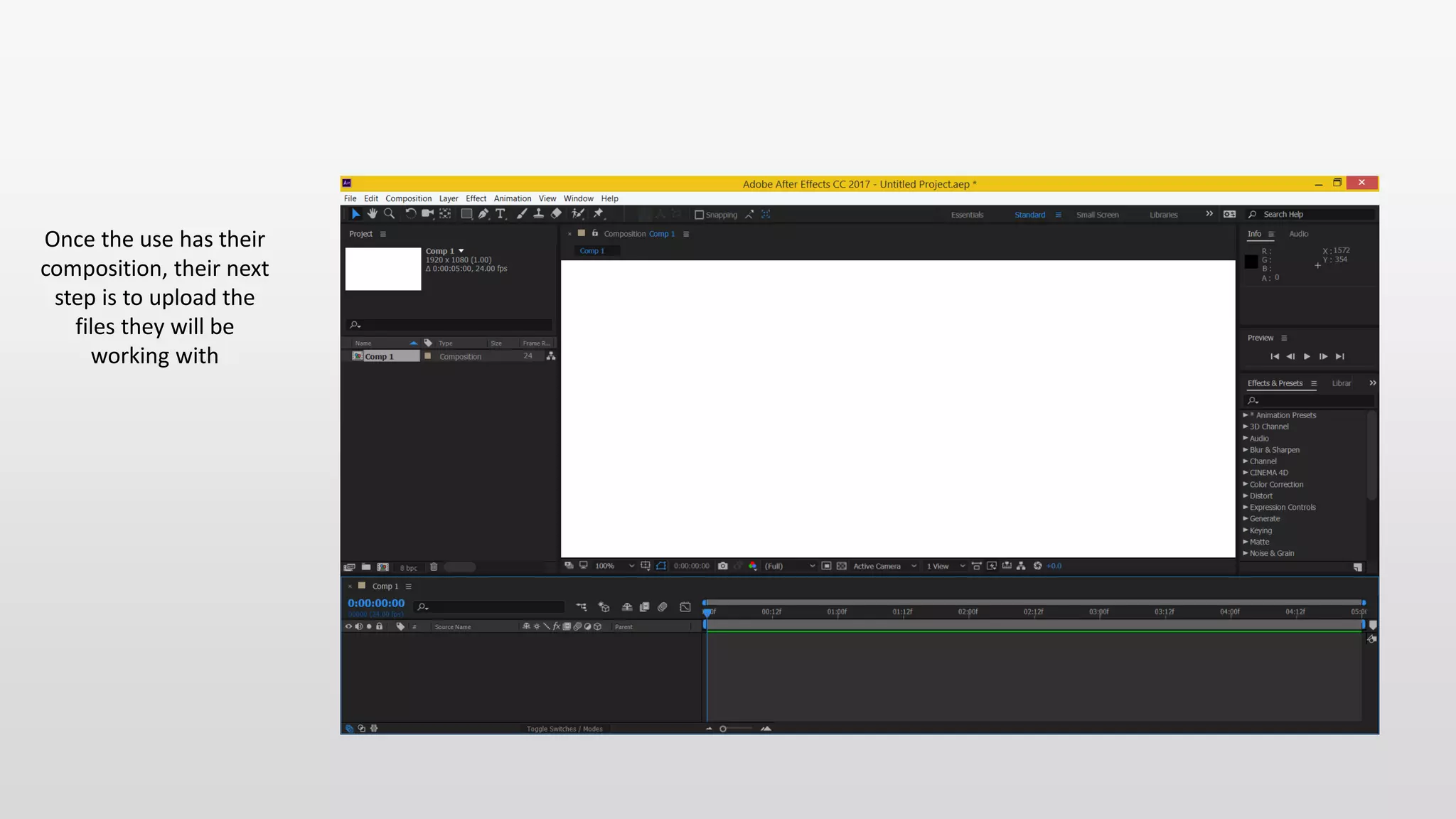 Once the use has their
composition, their next
step is to upload the
files they will be
working with