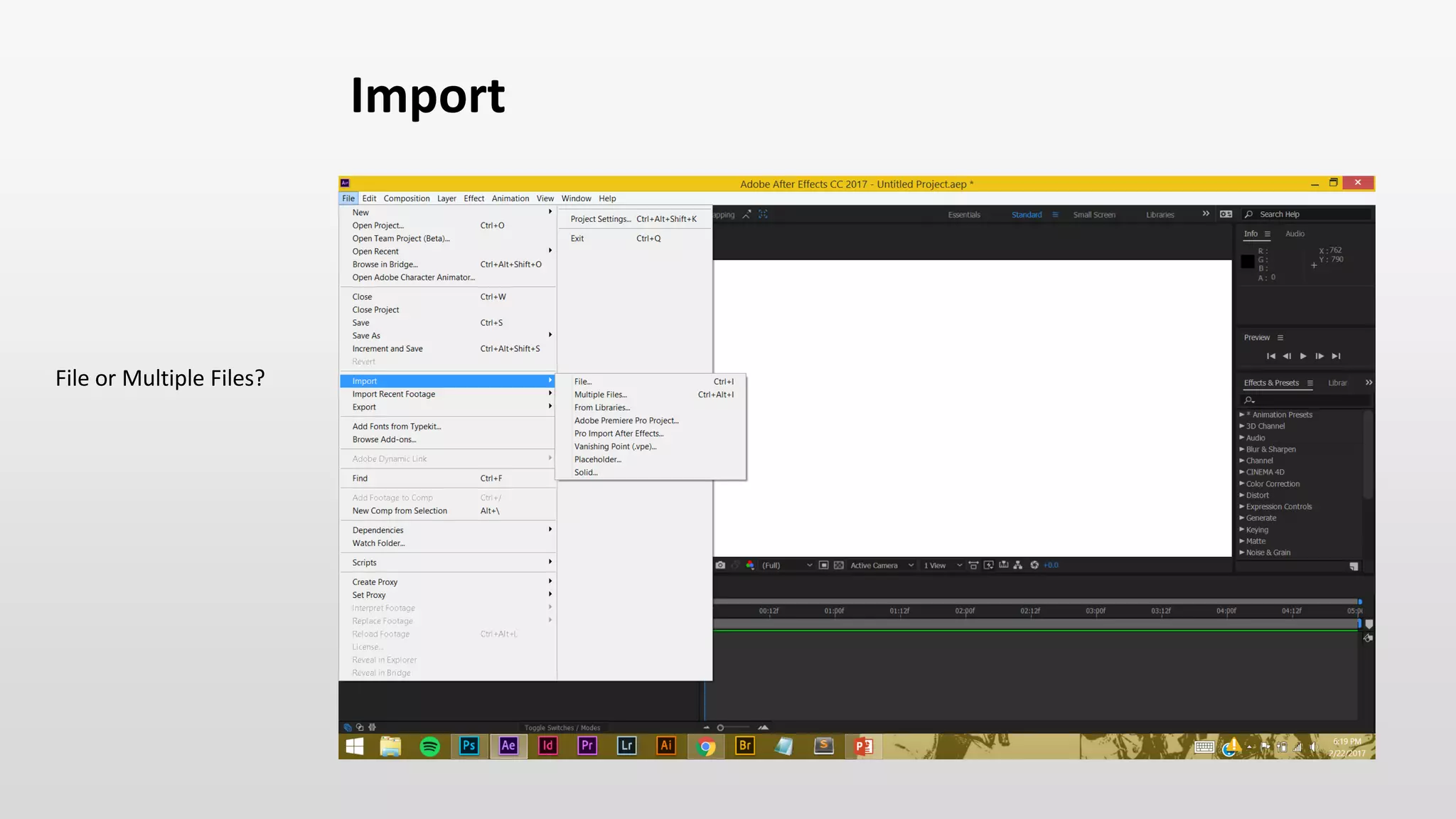 File or Multiple Files?
Import