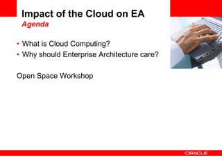 Cloud Computing
                                                                           *




      Often characterized by:

      • Virtualized computing resources            • Multi-tenancy
      • Seemingly limitless capacity/scalability   • Self-service
      • Dynamic provisioning                       • Pay-for-use pricing



* Source: Wikipedia.org
 