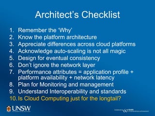 Architecting Cloud Applications - the essential checklist