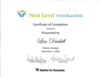 Next Level Fundraising Training Cert