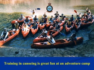 Training in canoeing is great fun at an adventure camp 