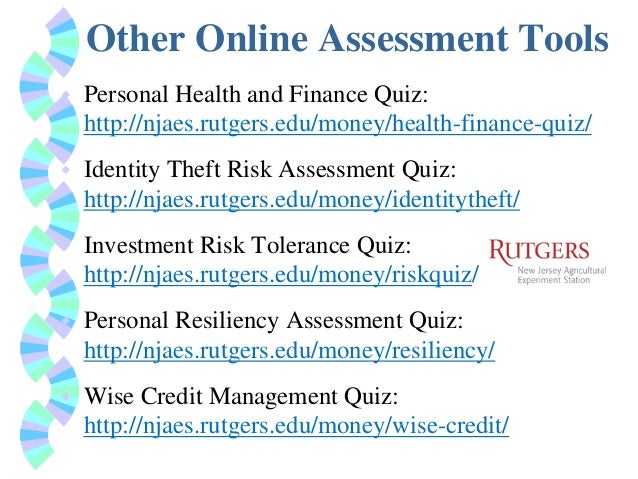Financial Fitness Twenty Ways To Get In Shape -!    10 other online assessment tools