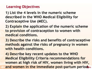 WHO's Medical Eligibility Criteria: Global Contraceptive Guidance | PPTX