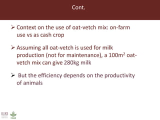 Lessons from small-scale irrigated forage production trials: Potential of annual oat-vetch mixtures