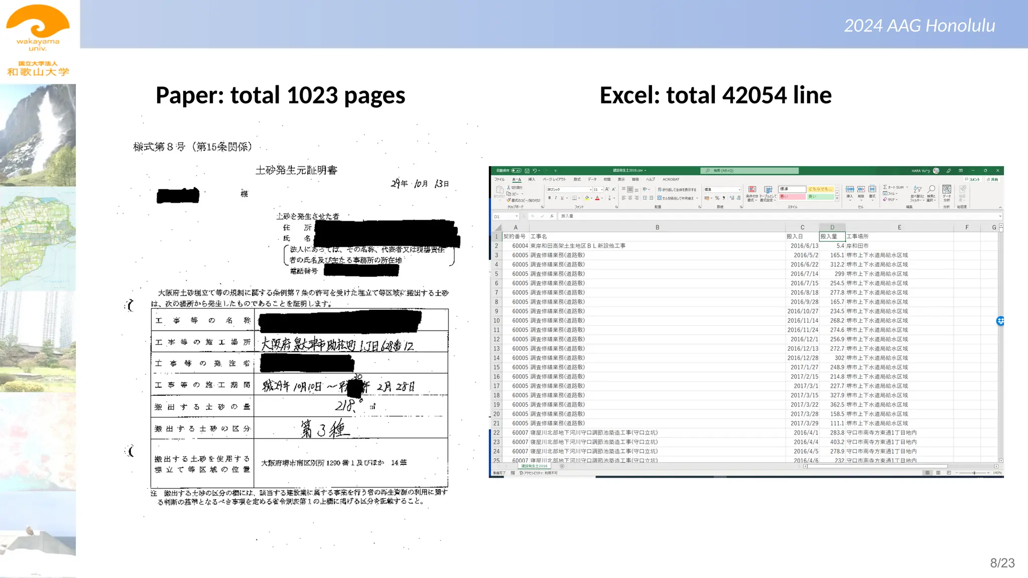 景観生態学（第１回）
2024 AAG Honolulu
Paper: total 1023 pages Excel: total 42054 line
8/23
 