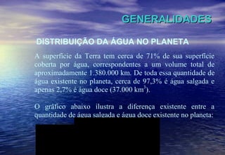 GENERALIDADES DISTRIBUIÇÃO DA ÁGUA NO PLANETA 
