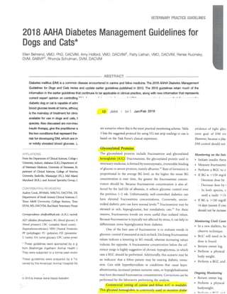 Aaha releases updated canine, feline diabetes management guidel which includes a1 c front page with call of page 12