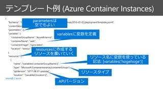 テンプレート例 (Azure Container Instances)
####続く####
 