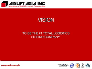 www.aai.com.ph TO BE THE #1 TOTAL LOGISTICS FILIPINO COMPANY   VISION 