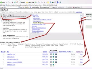 What is Site Targeting? AdWords offers you the ability to select web sites based on multiple criteria 