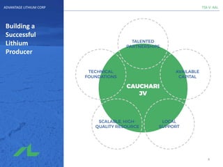 TSX-V: AALADVANTAGE LITHIUM CORP
Building a
Successful
Lithium
Producer
4
 