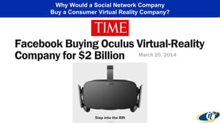Why Would a Social Network Company
Buy a Consumer Virtual Reality Company?
 