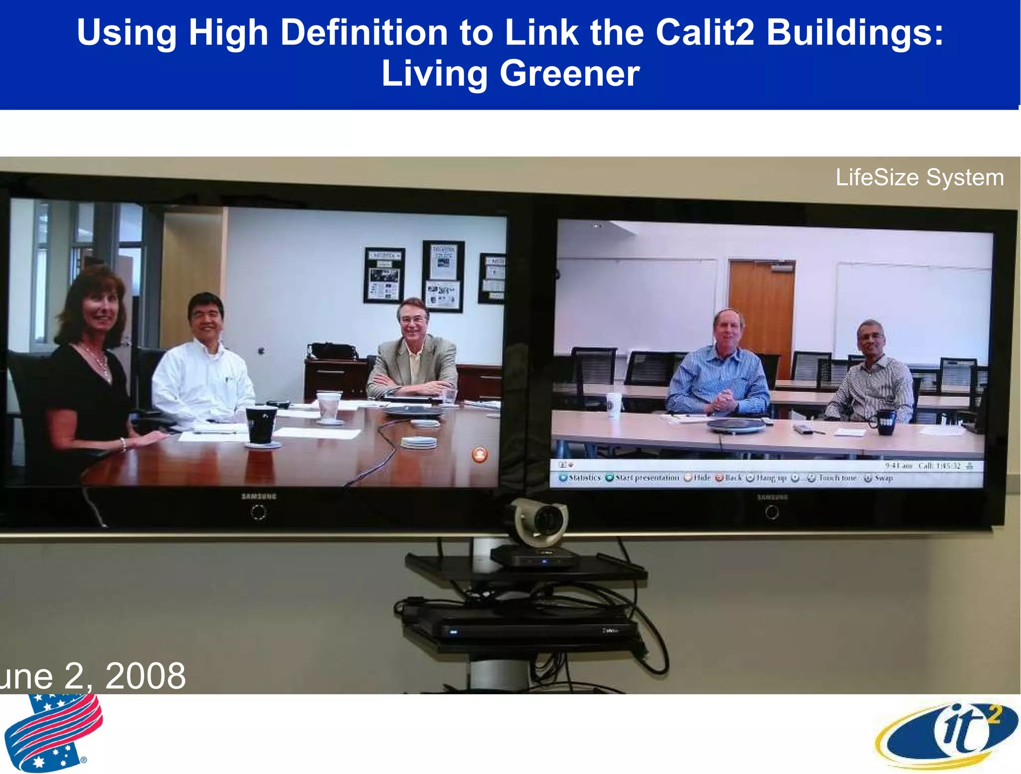 Using High Definition to Link the Calit2 Buildings: Living Greener June 2, 2008 LifeSize System 