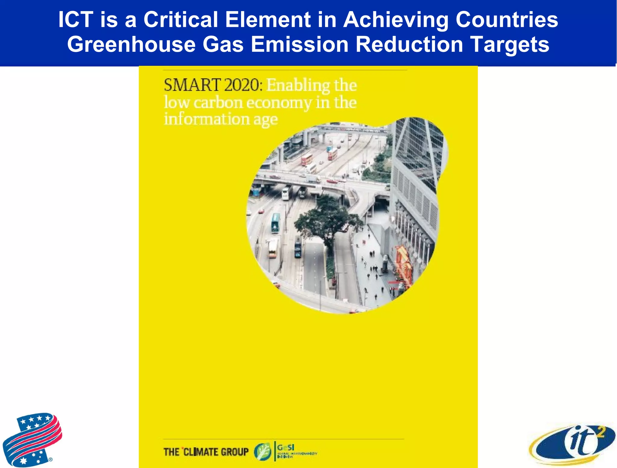 ICT is a Critical Element in Achieving Countries Greenhouse Gas Emission Reduction Targets 