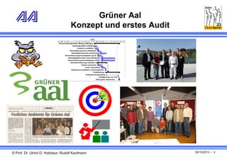 Grüner Aal
Konzept und erstes Audit

© Prof. Dr. Ulrich D. Holzbaur; Rudolf Kaufmann

30/10/2013 - 4

 