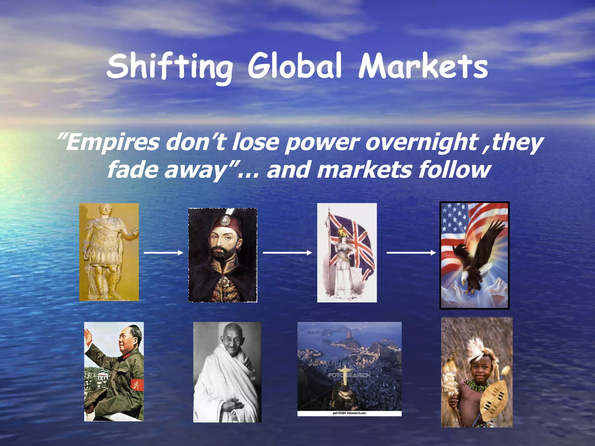 Shifting Global Markets

”Empires don’t lose power overnight ,they
   fade away”… and markets follow
 