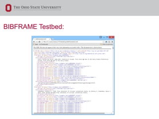 BIBFRAME Testbed:
 