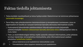 Aalto-yliopisto Tiedolla johtaminen Timo Halima luento lukukausi 2015