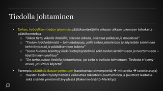 Aalto-yliopisto Tiedolla johtaminen Timo Halima luento lukukausi 2015