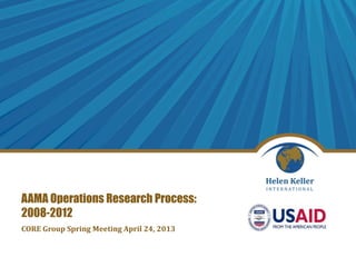 AAMA Operations Research Process:
2008-2012
CORE Group Spring Meeting April 24, 2013
 