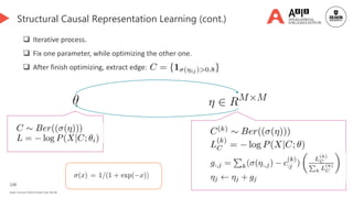 139
Deakin University CRICOS Provider Code: 00113B
Structural Causal Representation Learning (cont.)
 Iterative process.
 Fix one parameter, while optimizing the other one.
 After finish optimizing, extract edge:
 