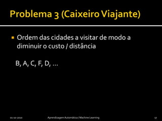 Problema 2 (Topologia)Qual a melhor topologia de uma rede neuronal?01-10-2010Aprendizagem Automática / Machine Learning16
