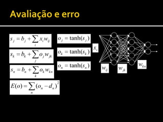 [Rumelhart, Hinton, Williams 86] D.E.Rumelhart, G.E.Hinton and R.J.Williams, "Learning internal representa-tions by error propagation", In David E. Rumelhart and James A. McClelland, volume 1. The MIT Press, 1986.[Rumelhart, Widrow, Lehr] David E. Rumelhart, Bernard Widrow, Michael A. Lehr, The basic ideas in neural networks,  Communications of the ACM archive, Volume 37 ,  Issue 3  (March 1994) table of contents, pp 87 – 92, 1994, ISSN:0001-0782 , Publisher ACM Press   New York, NY, USA F. M. Silva and L. B. Almeida, "Acceleration Techniques for the Backpropagation Algorithm", in L. B. Almeida and C. J. Wellekens (eds.), Neural Networks, Springer-Verlag, 1990.OutrasReferências:[McCullough & Pitts 43] W. S. McCullough, W. Pitts, LogicalCalculusoftheideasimmanentinnervousactivity, Contemp. Math, 113, pp. 189-219[Minsky & Papert 69] Minsky M L and Papert S A 1969 Perceptrons (Cambridge, MA: MIT Press) Referências-base28AA/ML, Luís Nunes, DCTI/ISCTE