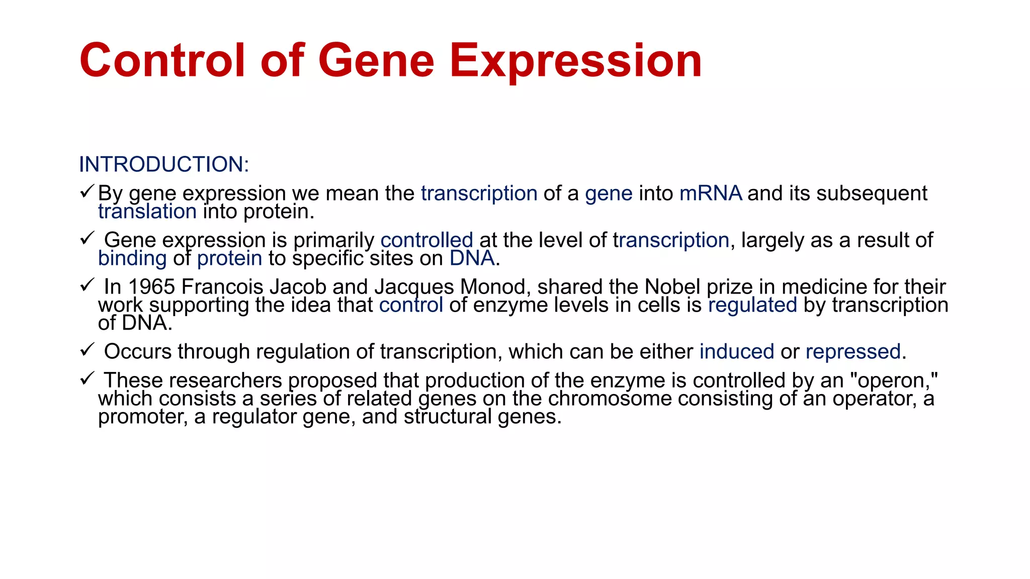 Control of gene expression ppt | PPTX