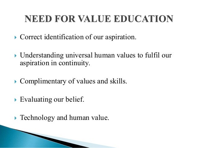 essay on need for value based education