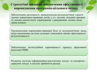 Науково-дослідний інститут соціально-економічного розвитку міста
Стратегічні завдання забезпечення ефективності
впровадження програмно-цільового методу
 