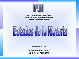 I.U.P. «SANTIAGO MARIÑO»
ESCUELA INGIENERIA INDUSTRIAL
EXTENSION PORLAMAR
Presentado por:
Amanda Hernández
C. I. Nº V.-24696033
 