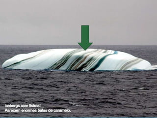 Icebergs com listras!  Parecem enormes balas de caramelo. 
