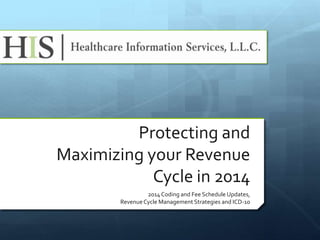 Protecting and
Maximizing your Revenue
Cycle in 2014
2014 Coding and Fee Schedule Updates,
Revenue Cycle Management Strategies and ICD-10

 