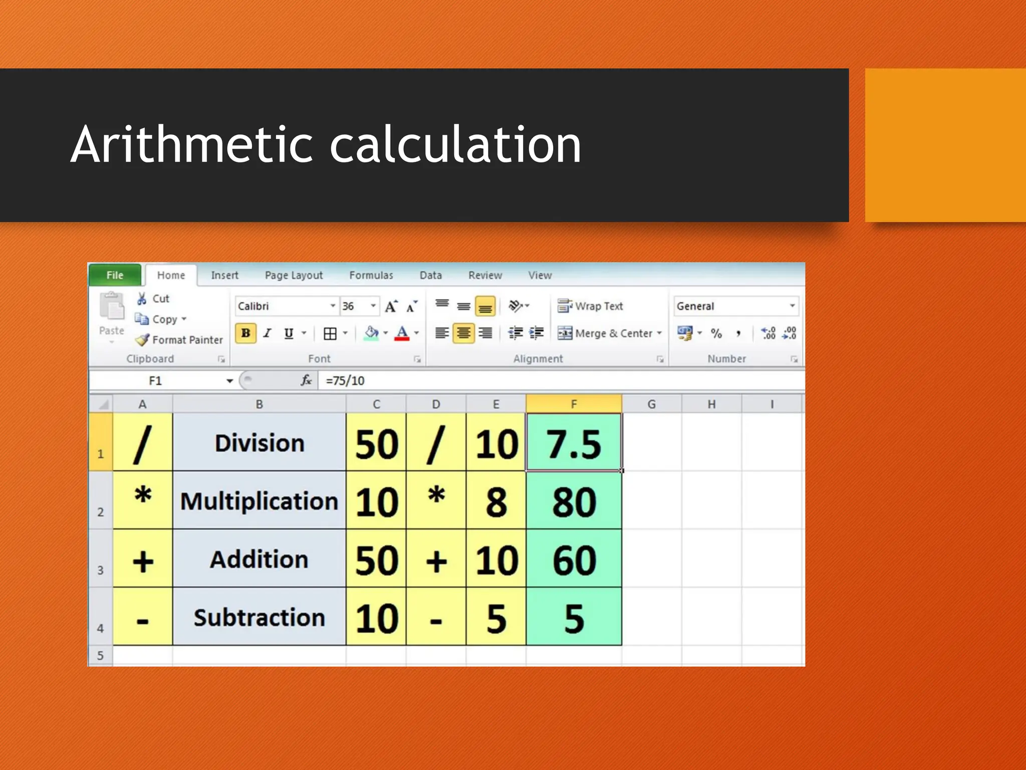 Arithmetic calculation
 