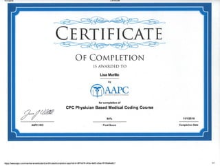 AAPC Course Certificate of Completion