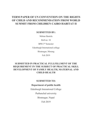 UN convention on the rights of child and recommendation from world ...
