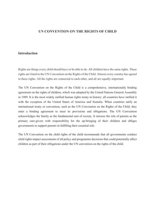 UN convention on the rights of child and recommendation from world ...