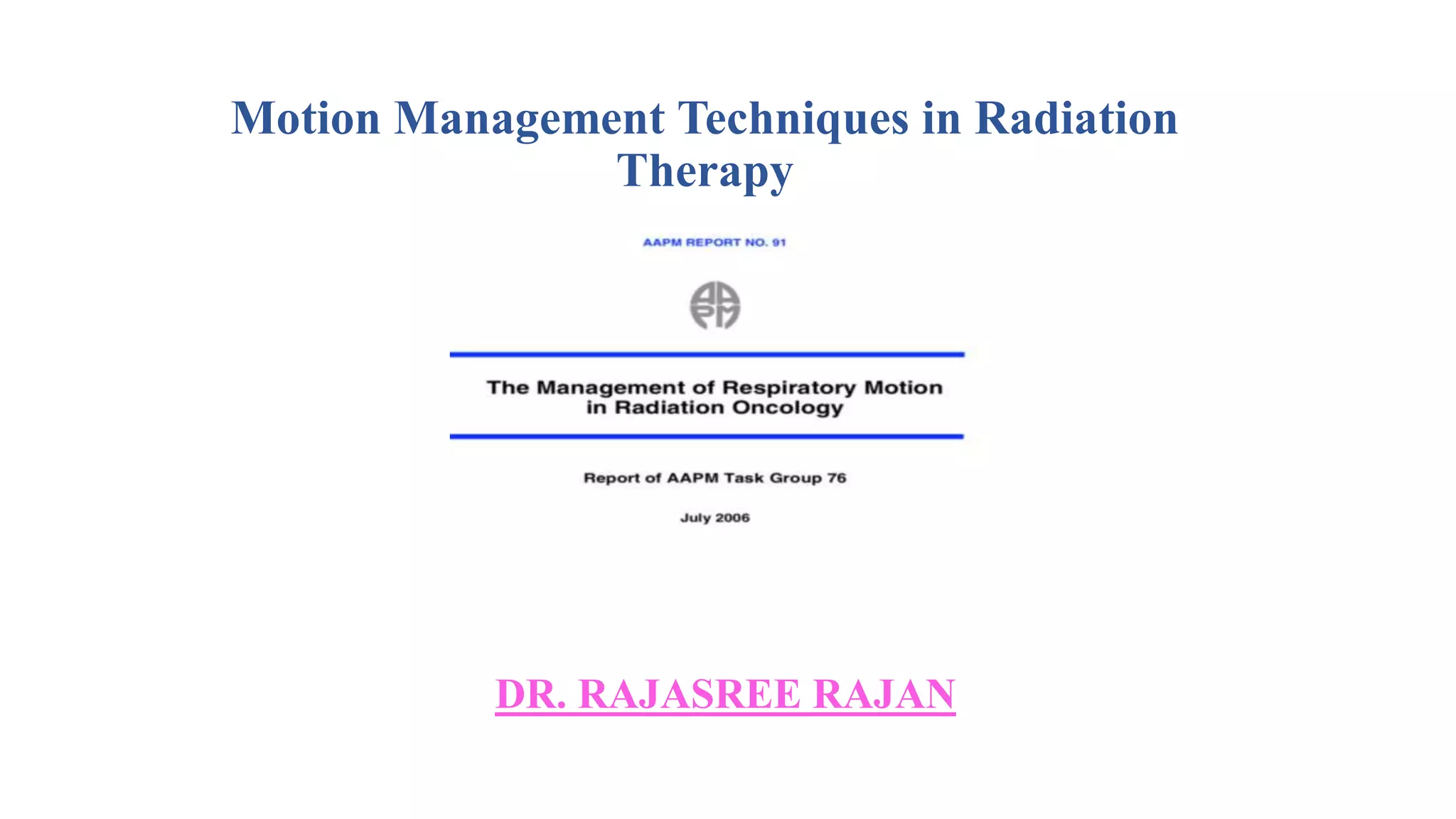 Motion management techniques in RT | PDF