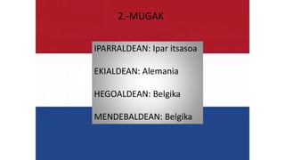 2.-MUGAK
IPARRALDEAN: Ipar itsasoa
EKIALDEAN: Alemania
HEGOALDEAN: Belgika
MENDEBALDEAN: Belgika
 