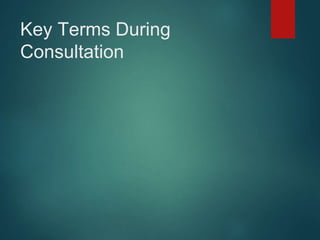 Key Terms During 
Consultation 
 